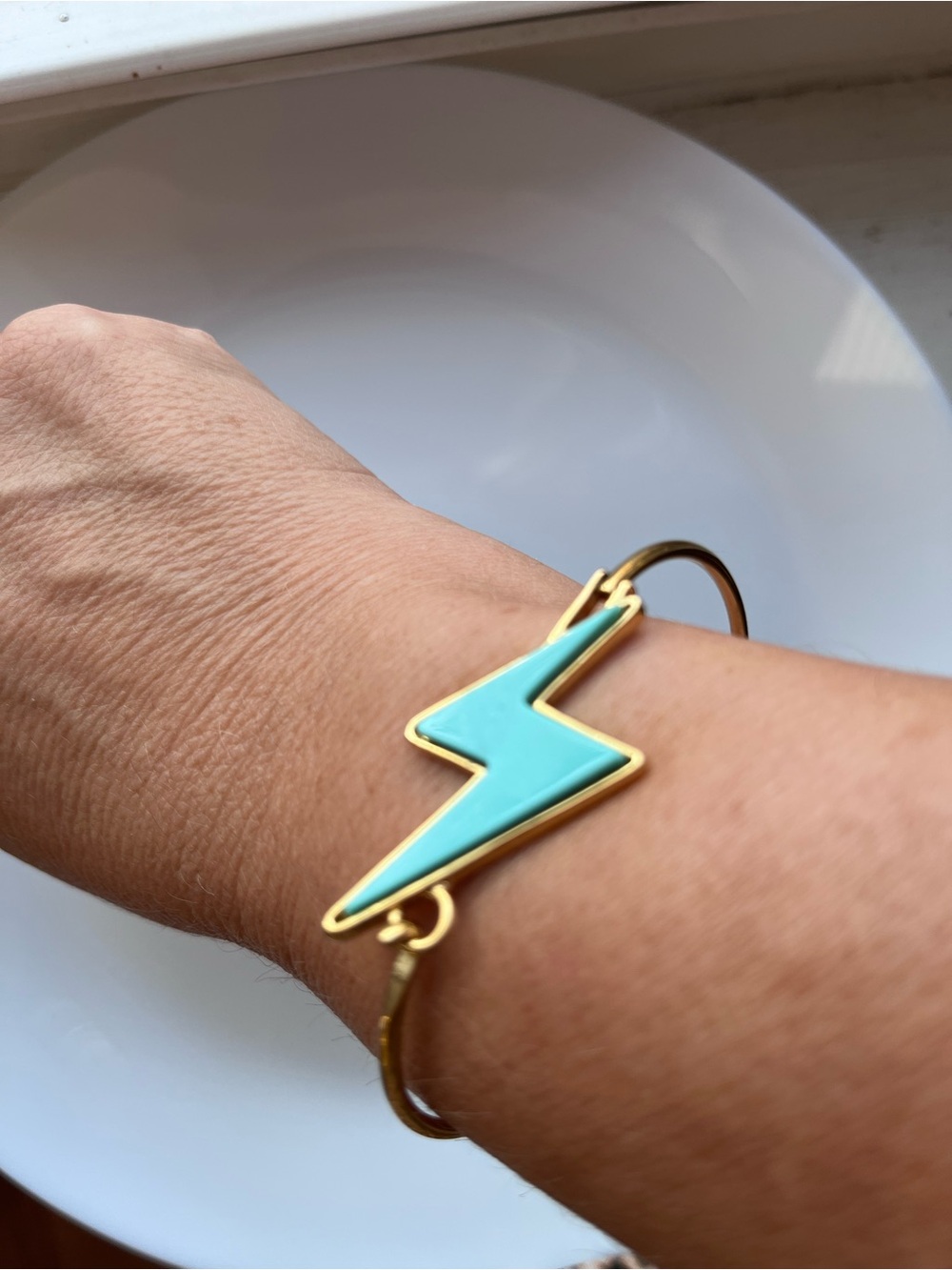 Marc Jacobs Gold-Tone Bracelet with Turquoise Lightning Bolt